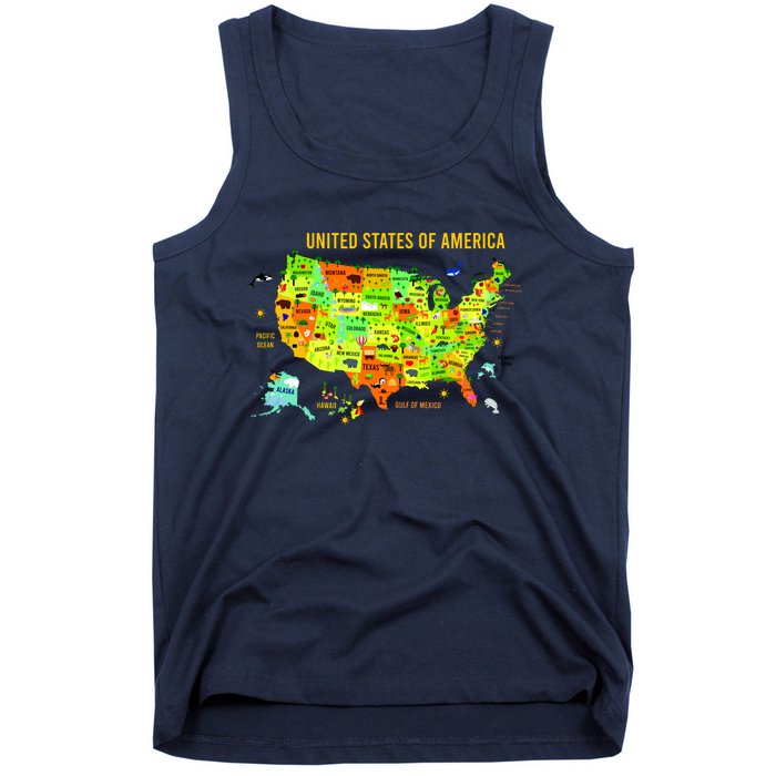 United States Of America Colorful Illustration Tank Top