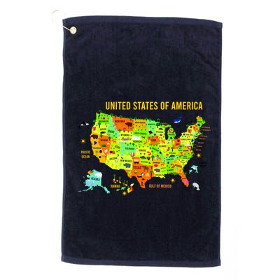 United States Of America Colorful Illustration Golf Towel
