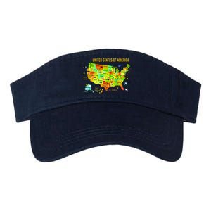 United States Of America Colorful Illustration Valucap Bio-Washed Visor