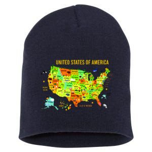 United States Of America Colorful Illustration Short Acrylic Beanie