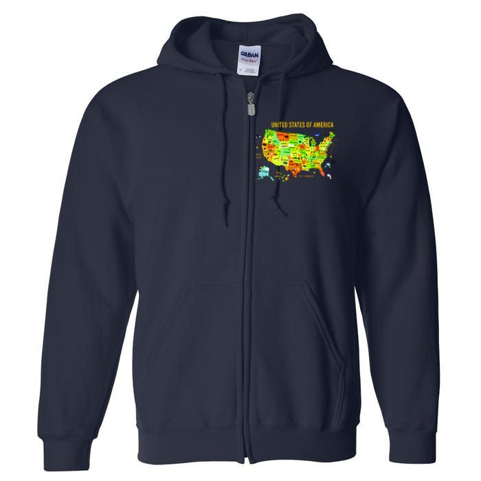 United States Of America Colorful Illustration Full Zip Hoodie