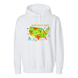 United States Of America Colorful Illustration Garment-Dyed Fleece Hoodie