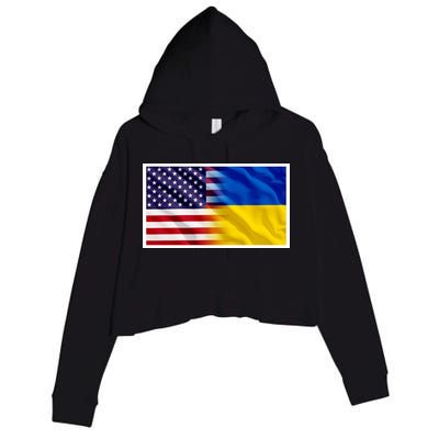 United States Of America I Stand With Ukraine Flag Support Crop Fleece Hoodie