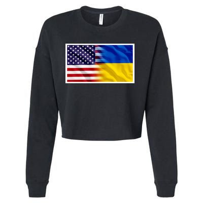 United States Of America I Stand With Ukraine Flag Support Cropped Pullover Crew