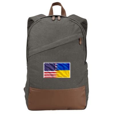 United States Of America I Stand With Ukraine Flag Support Cotton Canvas Backpack