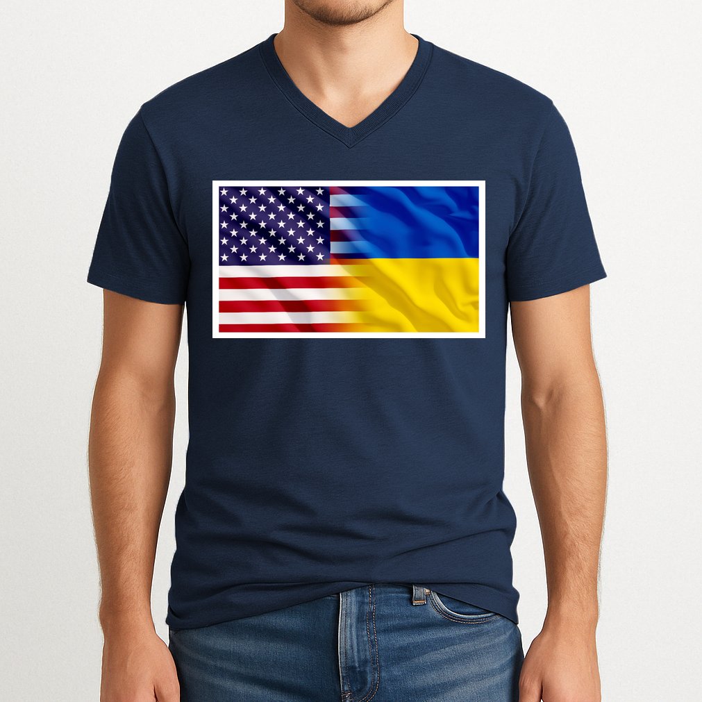 United States Of America I Stand With Ukraine Flag Support V-Neck T-Shirt