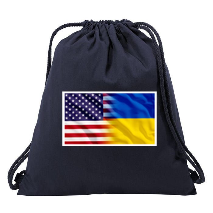 United States Of America I Stand With Ukraine Flag Support Drawstring Bag