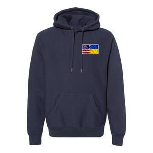 United States Of America I Stand With Ukraine Flag Support Premium Hoodie