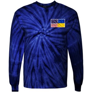 United States Of America I Stand With Ukraine Flag Support Tie-Dye Long Sleeve Shirt