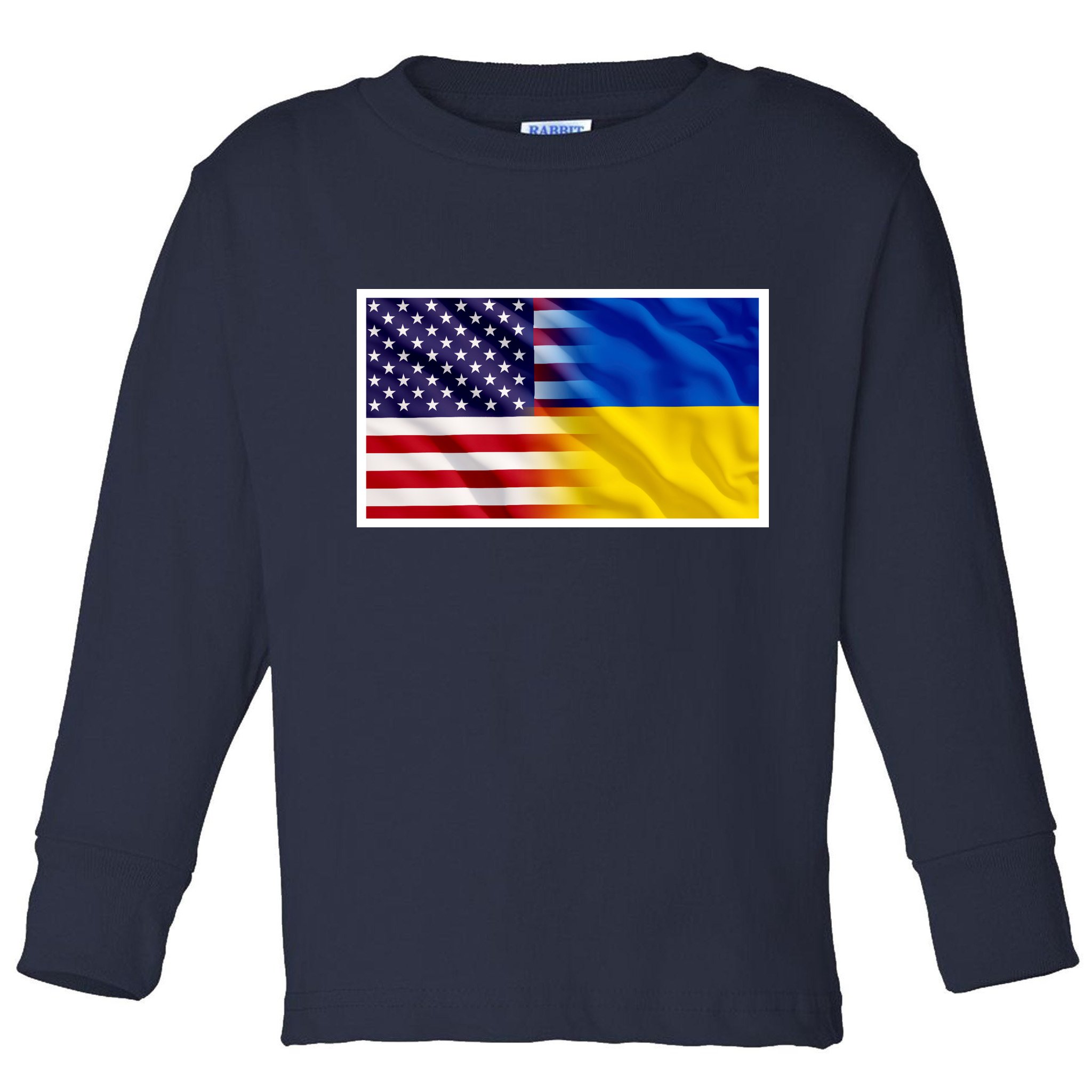 United States Of America I Stand With Ukraine Flag Support Toddler Long Sleeve Shirt