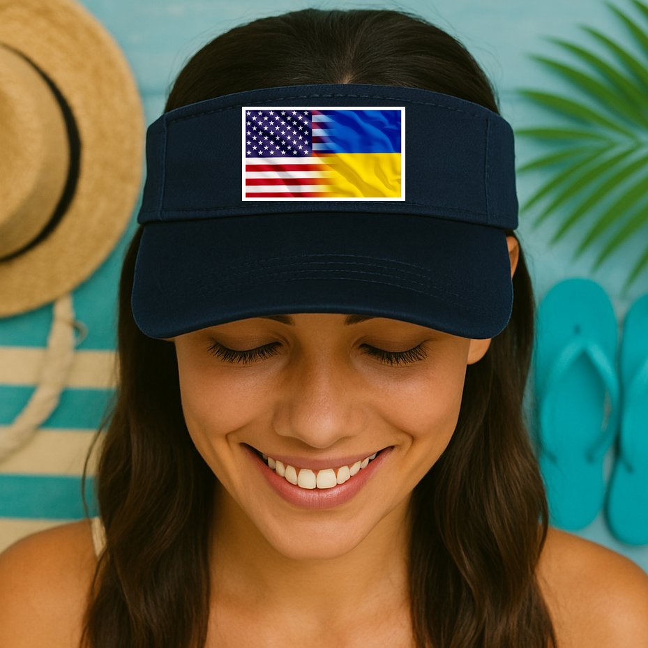 United States Of America I Stand With Ukraine Flag Support Visor