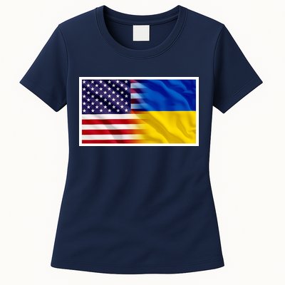 United States Of America I Stand With Ukraine Flag Support Womens T-Shirt