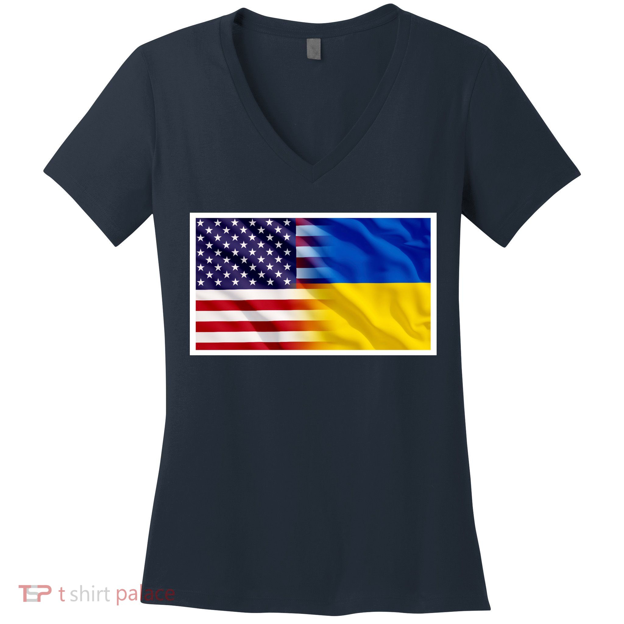 United States Of America I Stand With Ukraine Flag Support Women's V-Neck T-Shirt