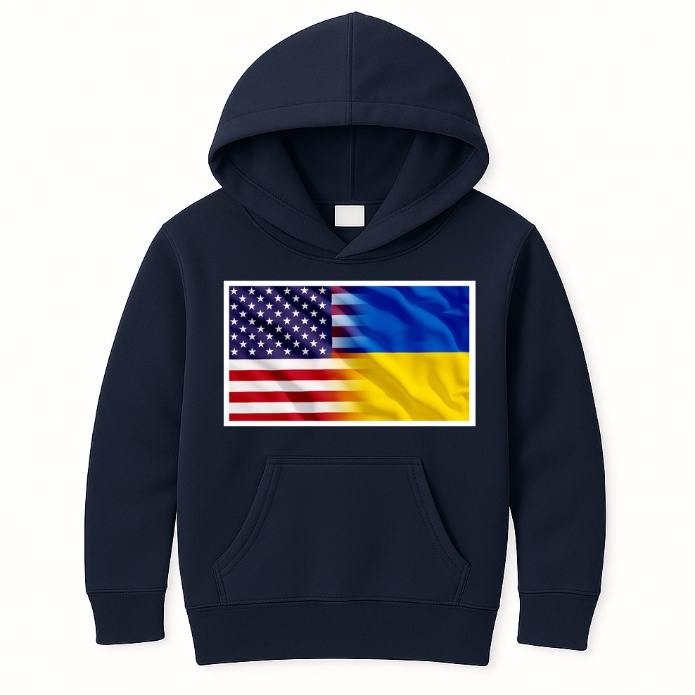United States Of America I Stand With Ukraine Flag Support Kids Hoodie