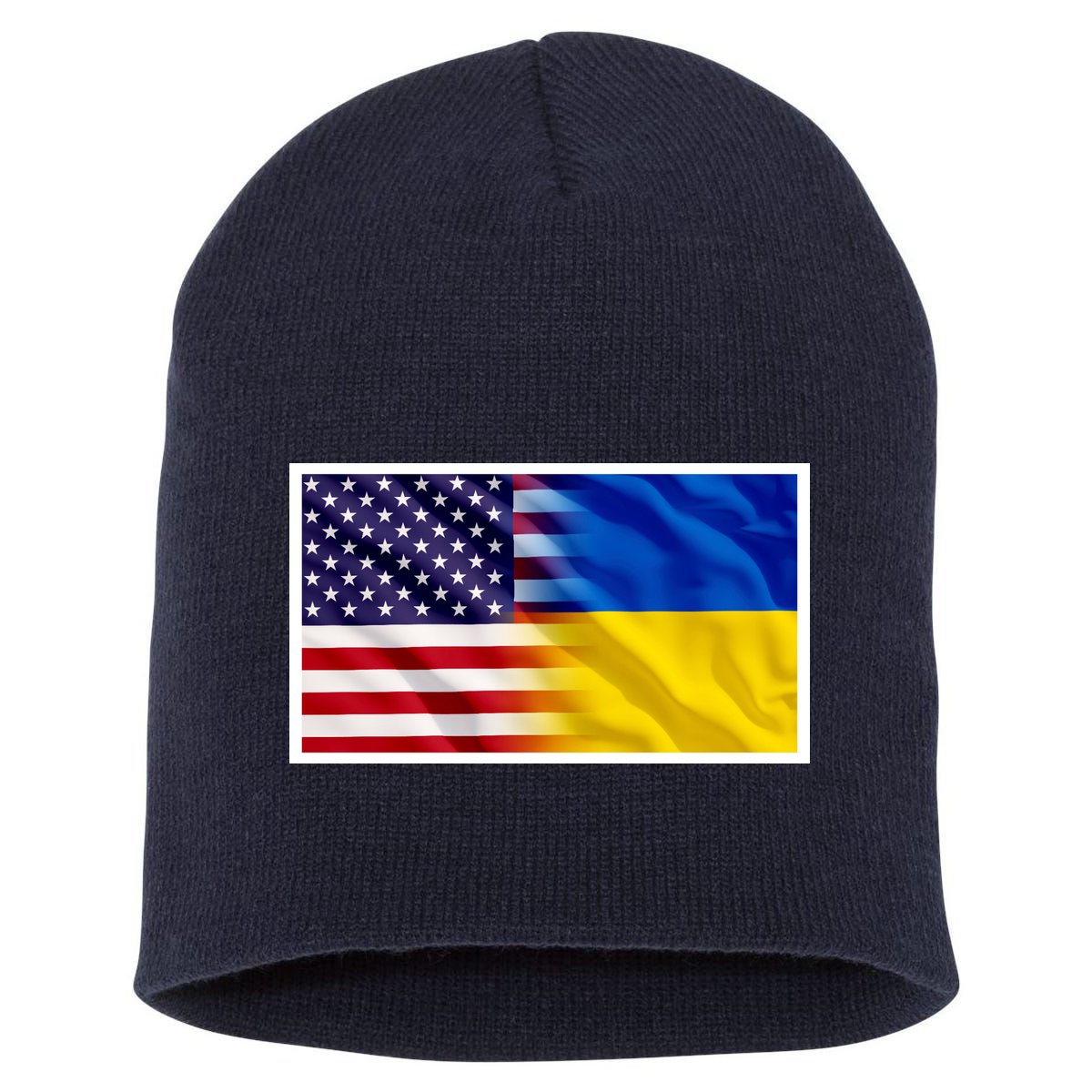 United States Of America I Stand With Ukraine Flag Support Short Acrylic Beanie