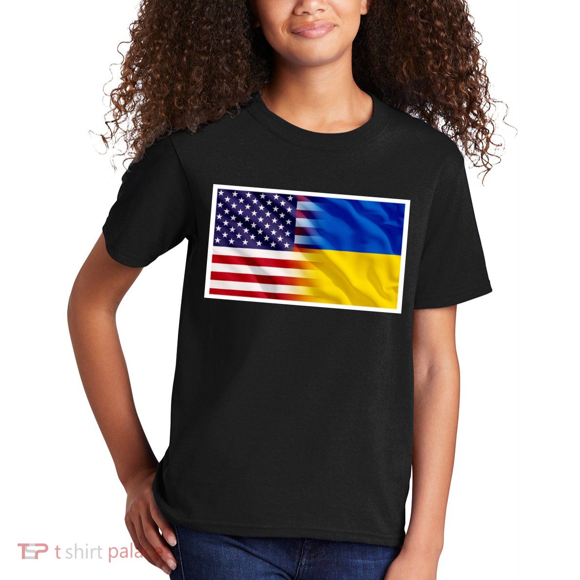 United States Of America I Stand With Ukraine Flag Support Kids T-Shirt