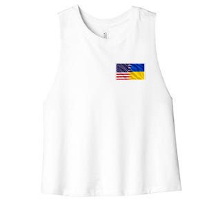 United States Of America I Stand With Ukraine Flag Support Women's Racerback Cropped Tank