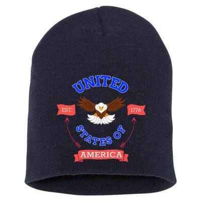 United States Of America Est 1776 Gift Short Acrylic Beanie