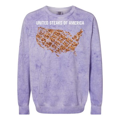 United Steaks Of America Map Colorblast Crewneck Sweatshirt