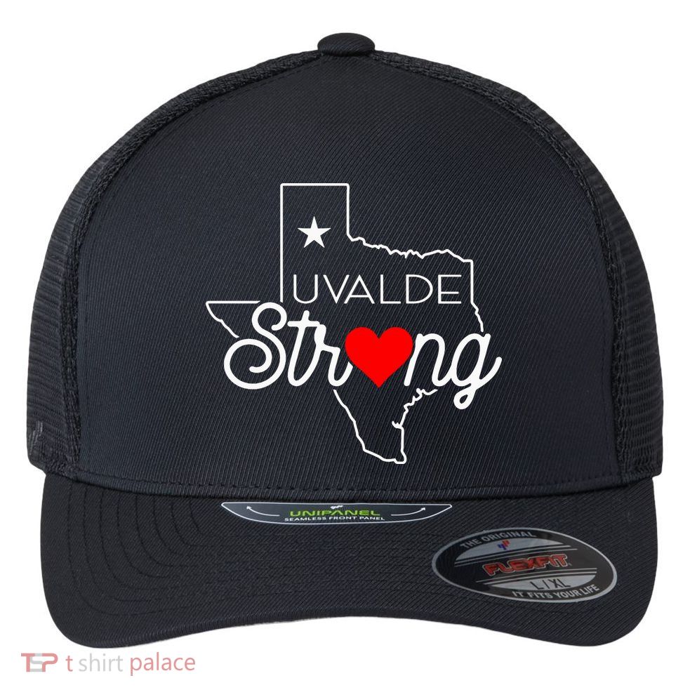 Uvalde Strong Pray For Texas Flexfit Unipanel Trucker Cap