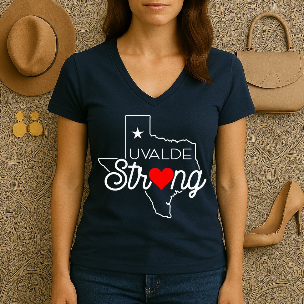 Uvalde Strong Pray For Texas Women's V-Neck T-Shirt