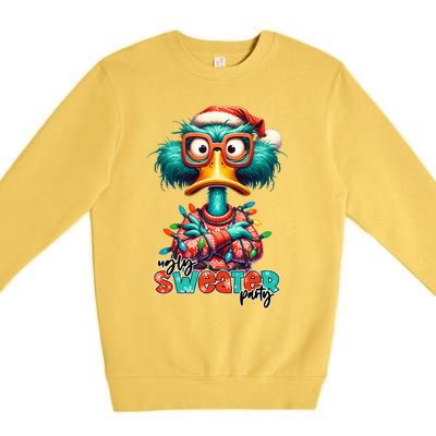 Ugly Sweater Party Funny Sarcastic Grumpy Duck Christmas Premium Crewneck Sweatshirt