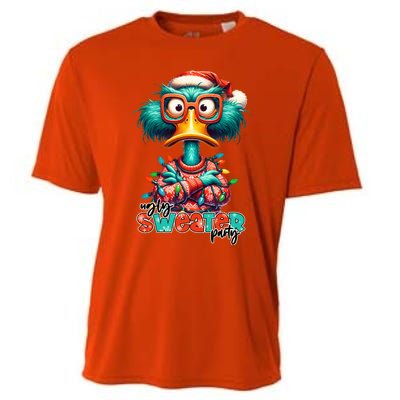 Ugly Sweater Party Funny Sarcastic Grumpy Duck Christmas Cooling Performance Crew T-Shirt