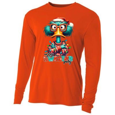 Ugly Sweater Party Funny Sarcastic Grumpy Duck Christmas Cooling Performance Long Sleeve Crew