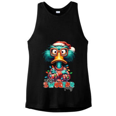 Ugly Sweater Party Funny Sarcastic Grumpy Duck Christmas Ladies PosiCharge Tri-Blend Wicking Tank