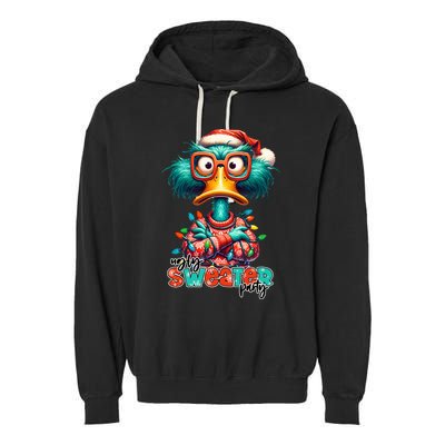 Ugly Sweater Party Funny Sarcastic Grumpy Duck Christmas Garment-Dyed Fleece Hoodie