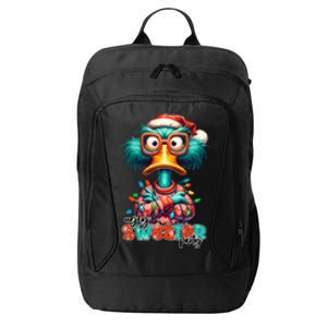 Ugly Sweater Party Funny Sarcastic Grumpy Duck Christmas City Backpack