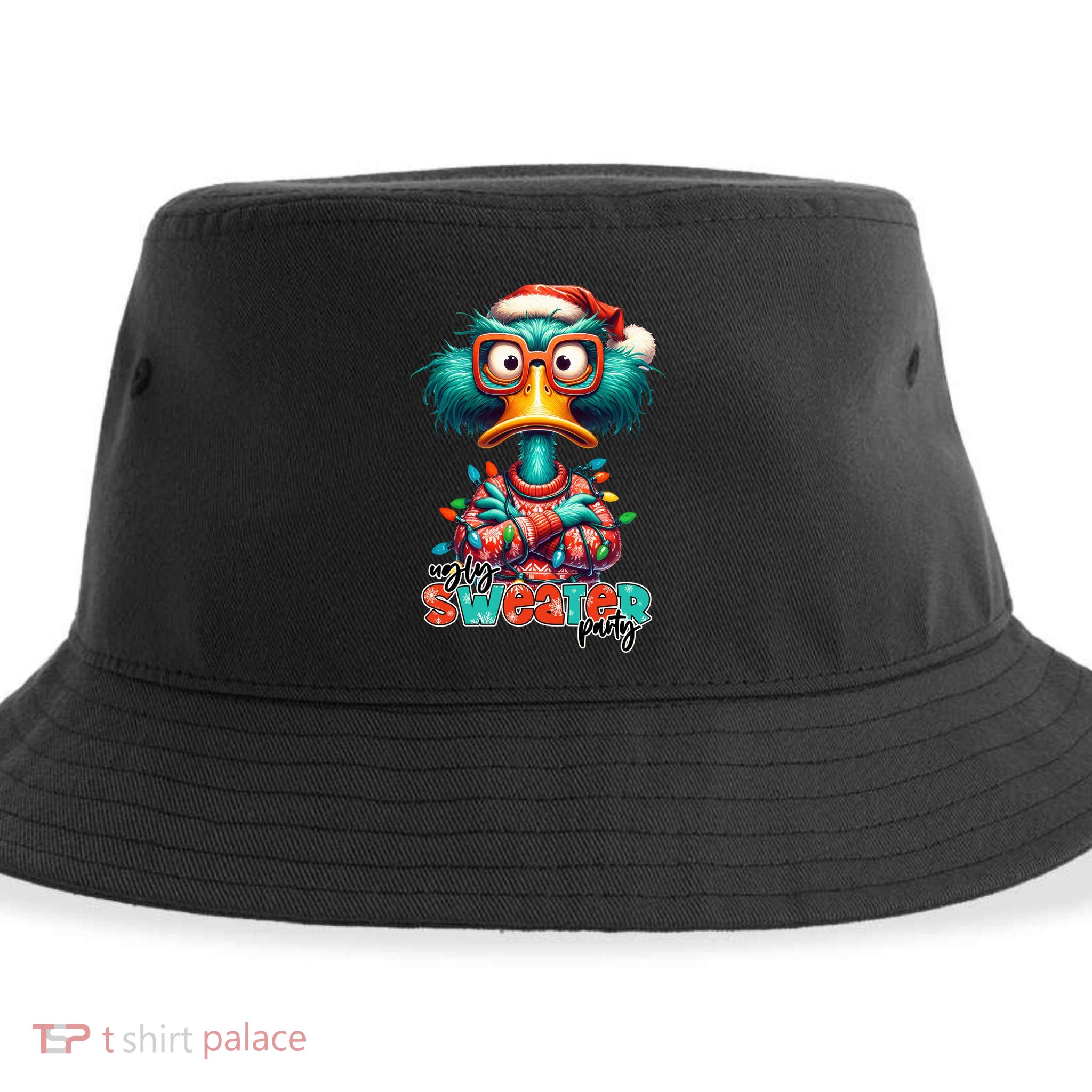 Ugly Sweater Party Funny Sarcastic Grumpy Duck Christmas Sustainable Bucket Hat