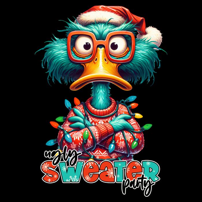 Ugly Sweater Party Funny Sarcastic Grumpy Duck Christmas 7-Panel Snapback Hat