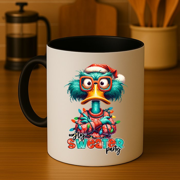 Ugly Sweater Party Funny Sarcastic Grumpy Duck Christmas Mug