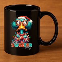 Ugly Sweater Party Funny Sarcastic Grumpy Duck Christmas 11oz C Handle Ceramic Mug