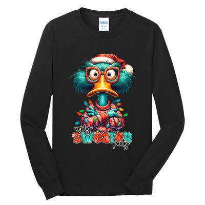 Ugly Sweater Party Funny Sarcastic Grumpy Duck Christmas Tall Long Sleeve T-Shirt