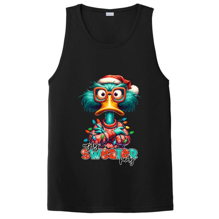 Ugly Sweater Party Funny Sarcastic Grumpy Duck Christmas PosiCharge Competitor Tank