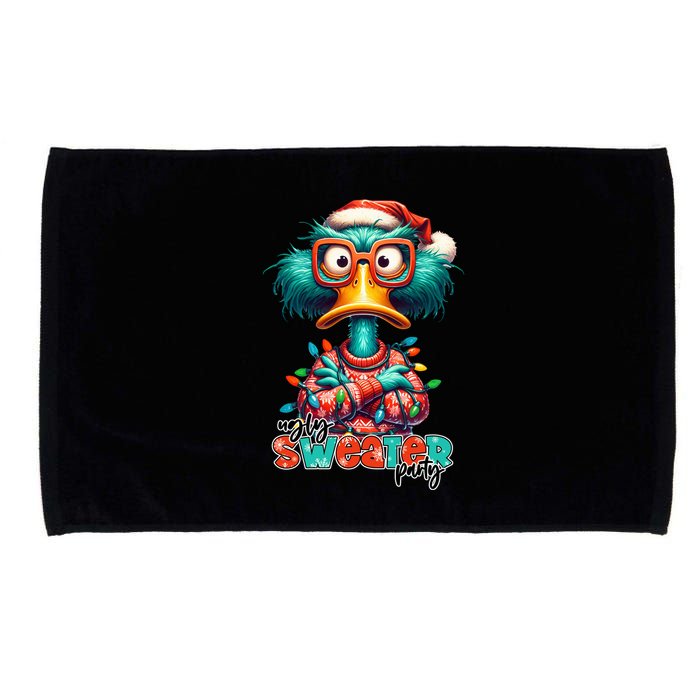 Ugly Sweater Party Funny Sarcastic Grumpy Duck Christmas Microfiber Hand Towel