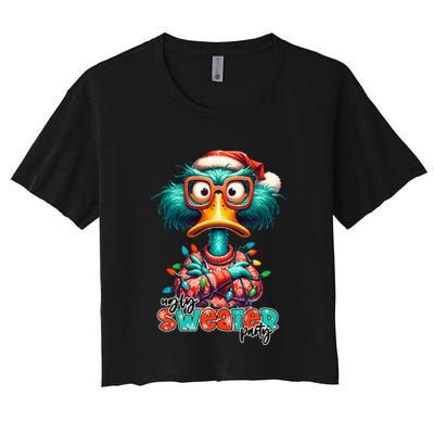 Ugly Sweater Party Funny Sarcastic Grumpy Duck Christmas Crop Top