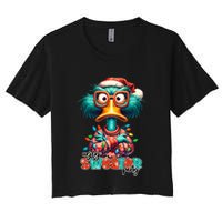 Ugly Sweater Party Funny Sarcastic Grumpy Duck Christmas Crop Top