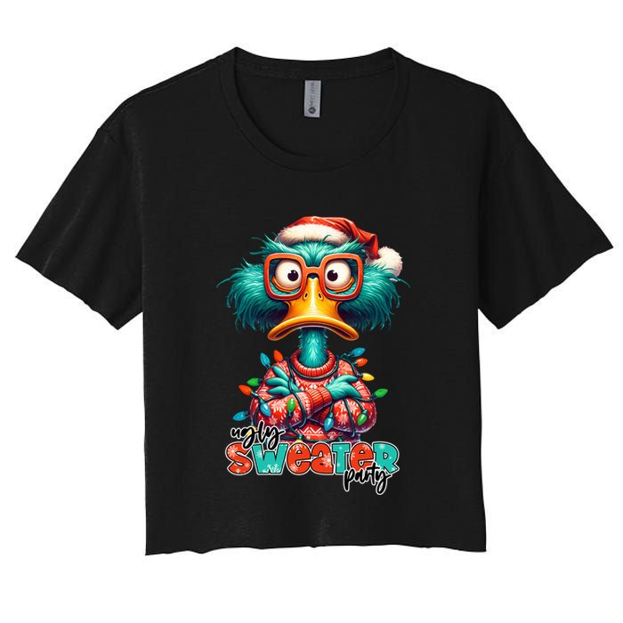Ugly Sweater Party Funny Sarcastic Grumpy Duck Christmas Crop Top