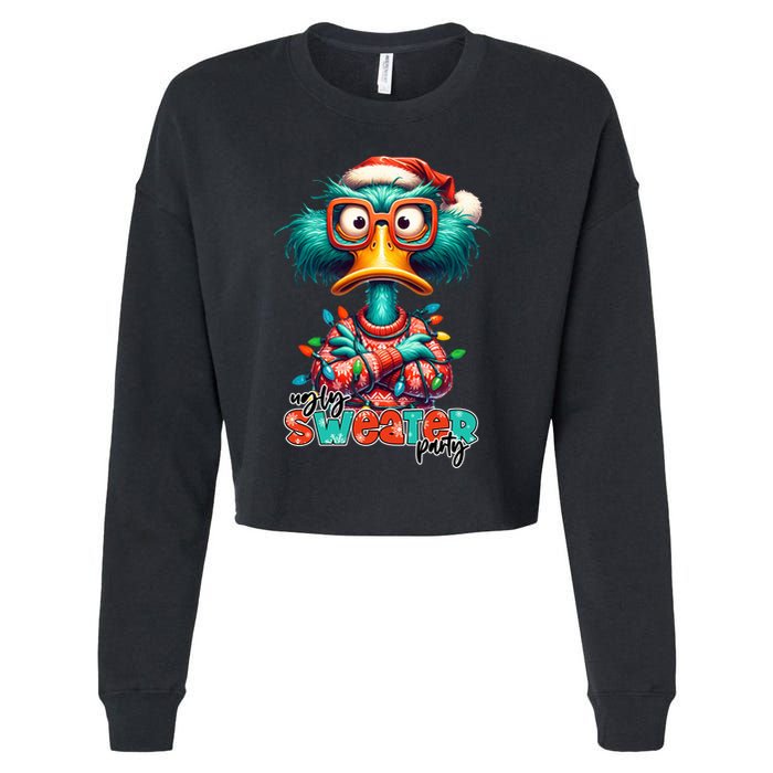 Ugly Sweater Party Funny Sarcastic Grumpy Duck Christmas Cropped Pullover Crew