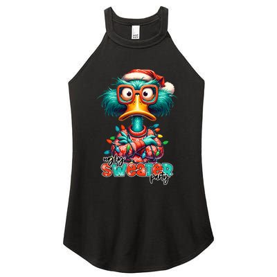Ugly Sweater Party Funny Sarcastic Grumpy Duck Christmas Women's Perfect Tri Rocker Tank