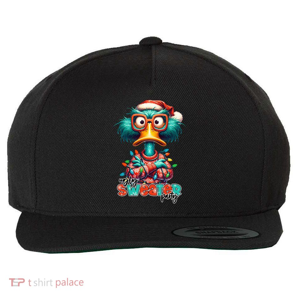 Ugly Sweater Party Funny Sarcastic Grumpy Duck Christmas Wool Snapback Cap