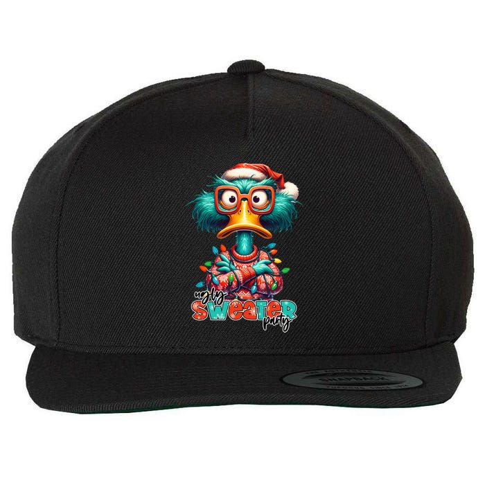 Ugly Sweater Party Funny Sarcastic Grumpy Duck Christmas Wool Snapback Cap
