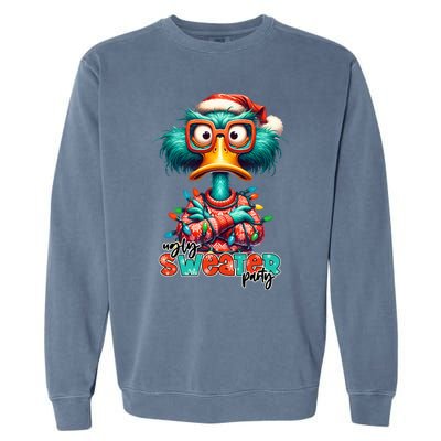 Ugly Sweater Party Funny Sarcastic Grumpy Duck Christmas Garment-Dyed Sweatshirt