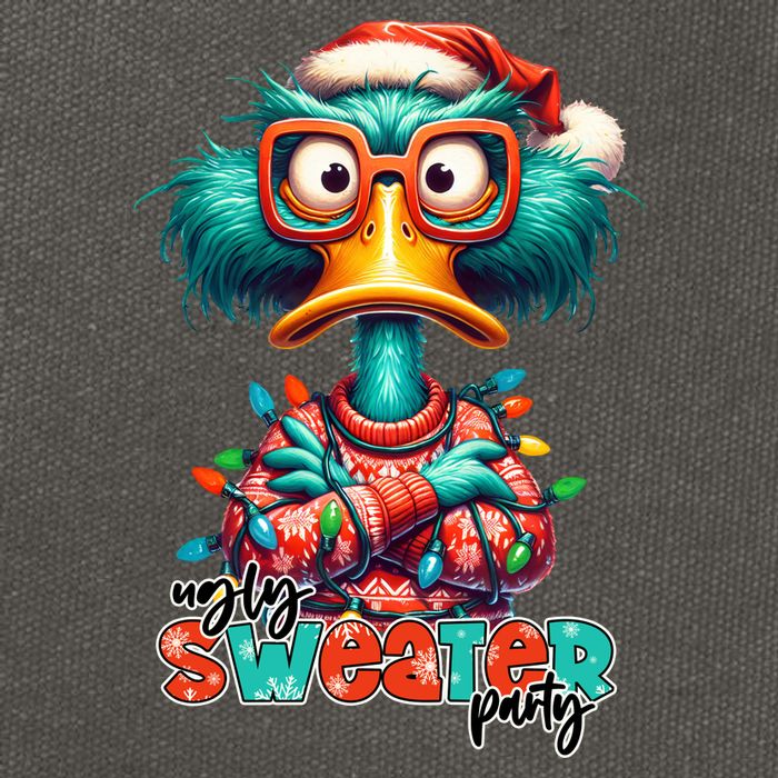 Ugly Sweater Party Funny Sarcastic Grumpy Duck Christmas Cotton Canvas Backpack
