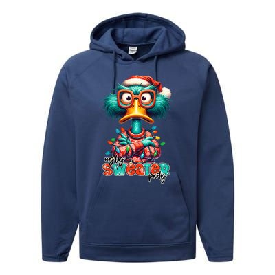 Ugly Sweater Party Funny Sarcastic Grumpy Duck Christmas Performance Fleece Hoodie