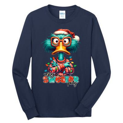 Ugly Sweater Party Funny Sarcastic Grumpy Duck Christmas Tall Long Sleeve T-Shirt