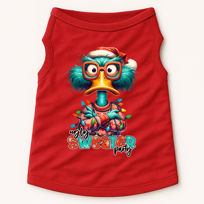 Ugly Sweater Party Funny Sarcastic Grumpy Duck Christmas Doggie Tank